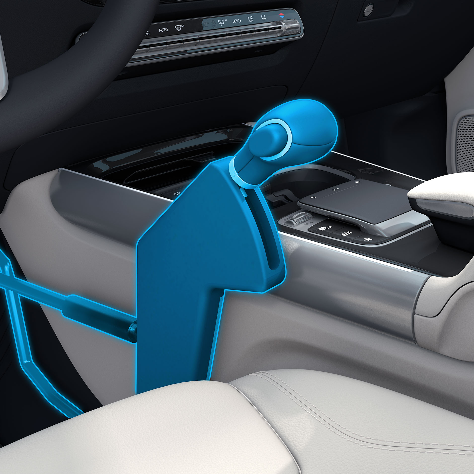 Handbediengerät Easy Speed | Fahrhilfen | Mercedes-Benz Detailaufnahme eines Easy Speed Handbediengeräts in Verbindung mit einem behindertengerechten Auto.