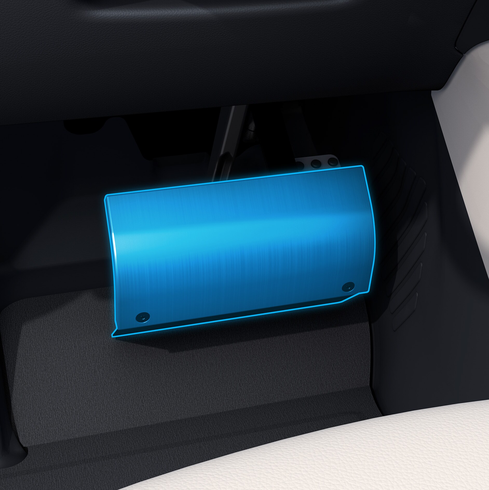 Pedalerhöhung | Fahrhilfen | Mercedes-Benz Eine Detailaufnahme der Pedalabdeckung in Verbindung mit einem behindertengerechten Auto.